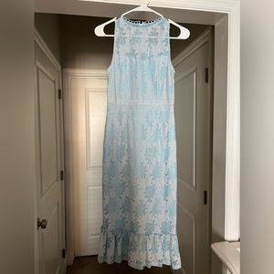 Francesca’s Powder Blue Sleeveless Lace Midi Dress